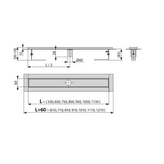 Душевой лоток AlcaPlast с порогами для перфорированной решетки без гидрозатвора 85см хром APZ2001-850